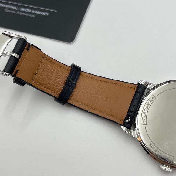 Baume & Mercier Classima Quartz White Dial Black Leather Men's Watch 10414 - Picture 6 of 16